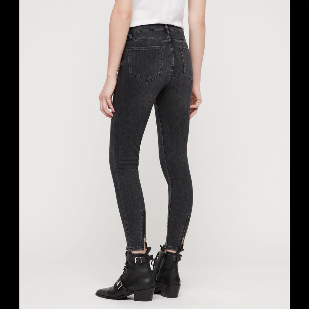 ALLSAINTS Grace Cropped Zip Skinny Jeans